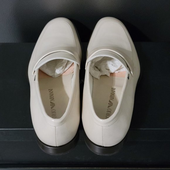 Emporio Armani Leather Loafers, EU 41, White main image 7